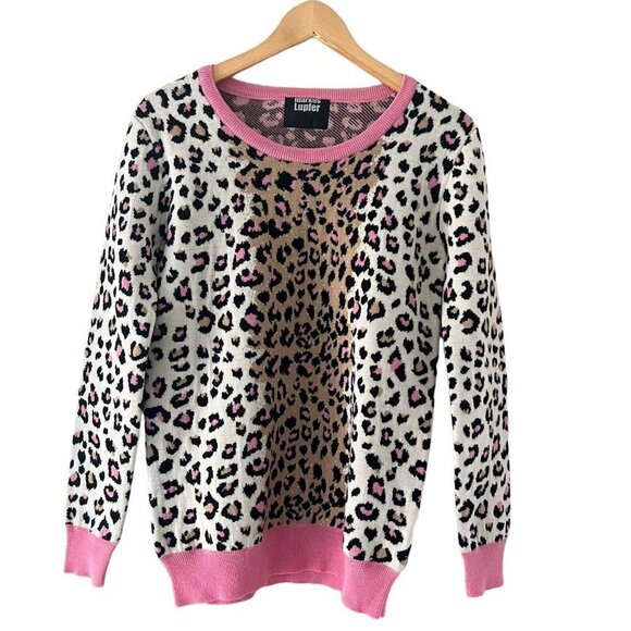 Markus Lupfer Natalie Leopard Pink Sweater Jumper Sz Small 100% Merino Wool $420 - Picture 1 of 14